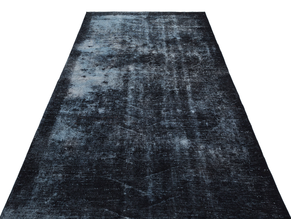 Black Over Dyed Vintage Rug 4&#39;12&#39;&#39; x 8&#39;8&#39;&#39; ft 152 x 265 cm