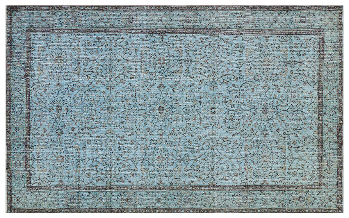 Retro Design Stone Blue Over Dyed Vintage Rug 5&#39;7&#39;&#39; x 9&#39;1&#39;&#39; ft 171 x 278 cm