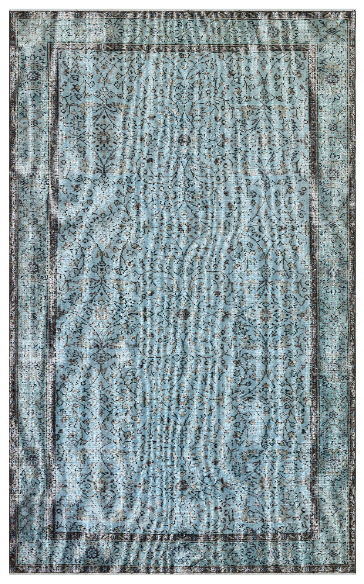 Retro Design Stone Blue Over Dyed Vintage Rug 5&#39;7&#39;&#39; x 9&#39;1&#39;&#39; ft 171 x 278 cm