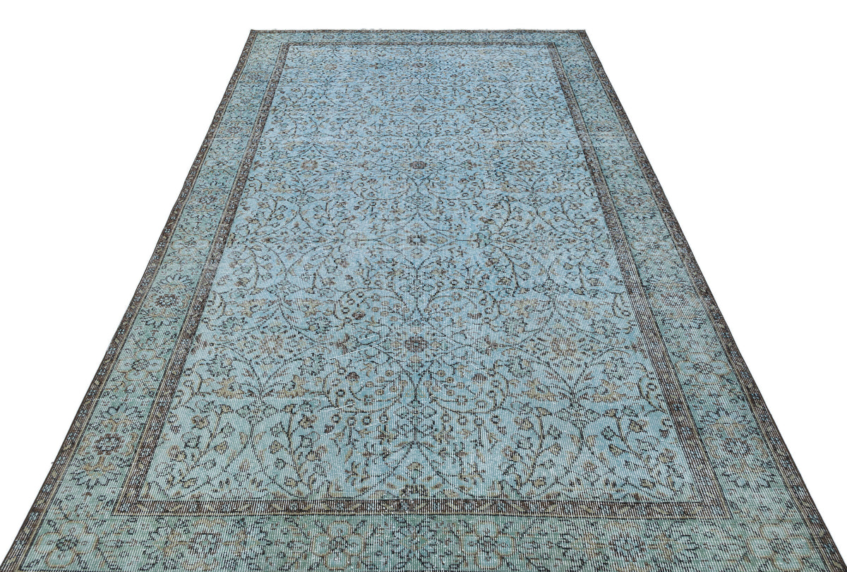 Retro Design Stone Blue Over Dyed Vintage Rug 5&#39;7&#39;&#39; x 9&#39;1&#39;&#39; ft 171 x 278 cm