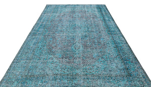 Traditional Design Turquoise Over Dyed Vintage Rug 7'2'' x 10'0'' ft 218 x 305 cm
