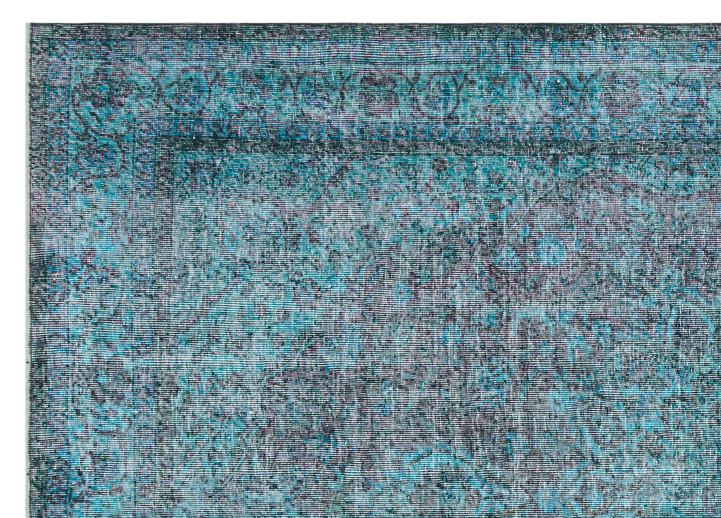 Traditional Design Turquoise Over Dyed Vintage Rug 7'2'' x 10'0'' ft 218 x 305 cm