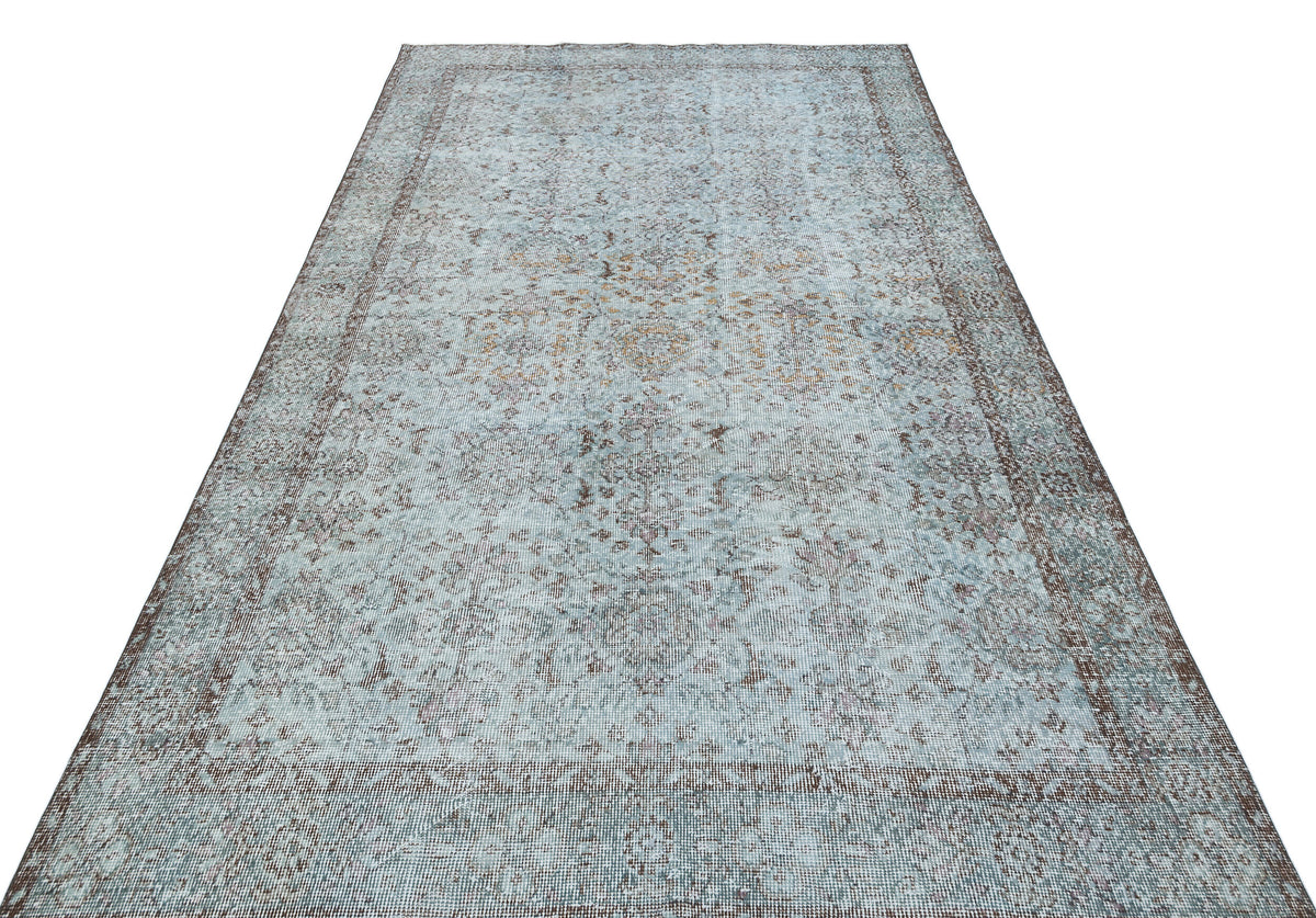 Retro Design Stone Blue Over Dyed Vintage Rug 5&#39;8&#39;&#39; x 9&#39;11&#39;&#39; ft 172 x 301 cm