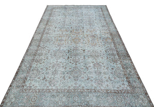 Retro Design Stone Blue Over Dyed Vintage Rug 5'8'' x 9'11'' ft 172 x 301 cm