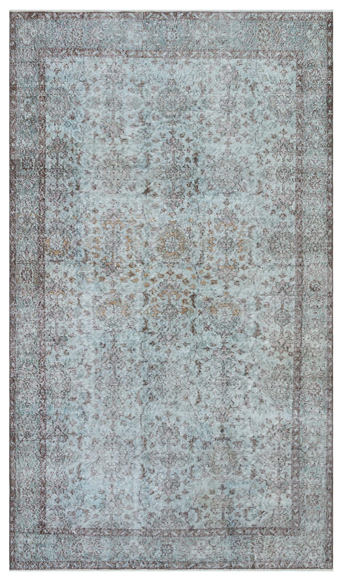 Retro Design Stone Blue Over Dyed Vintage Rug 5&#39;8&#39;&#39; x 9&#39;11&#39;&#39; ft 172 x 301 cm