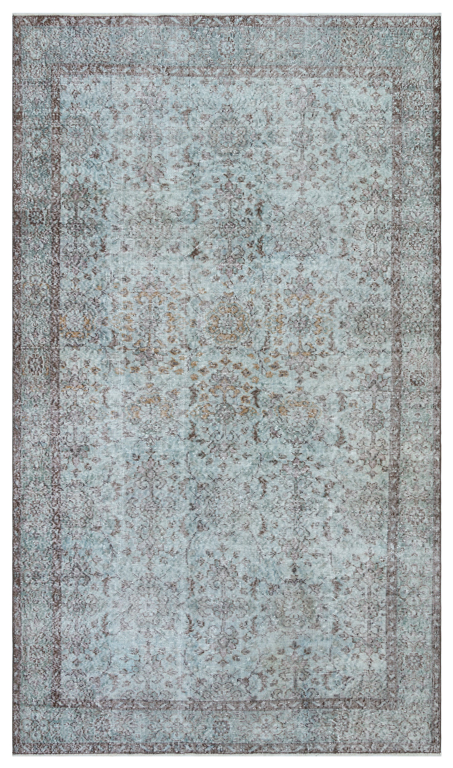 Retro Design Stone Blue Over Dyed Vintage Rug 5'8'' x 9'11'' ft 172 x 301 cm