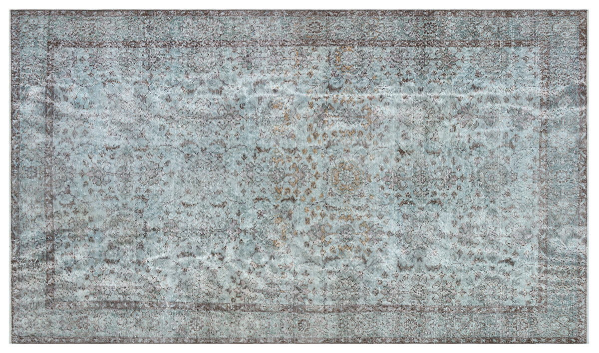 Retro Design Stone Blue Over Dyed Vintage Rug 5&#39;8&#39;&#39; x 9&#39;11&#39;&#39; ft 172 x 301 cm