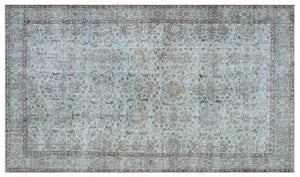 Retro Design Stone Blue Over Dyed Vintage Rug 5'8'' x 9'11'' ft 172 x 301 cm