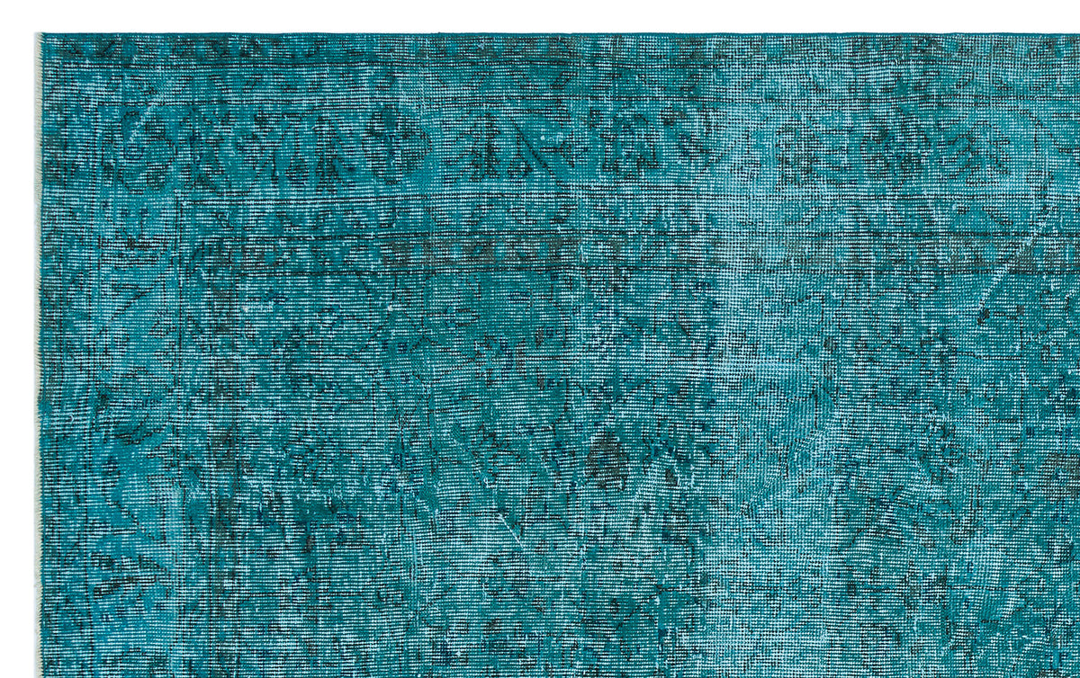 Retro Design Turquoise Over Dyed Vintage Rug 5&#39;8&#39;&#39; x 9&#39;3&#39;&#39; ft 173 x 283 cm