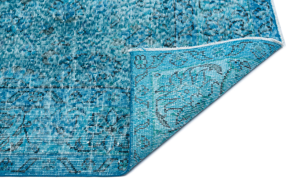 Turquoise Over Dyed Vintage Rug 5&#39;0&#39;&#39; x 8&#39;11&#39;&#39; ft 153 x 272 cm