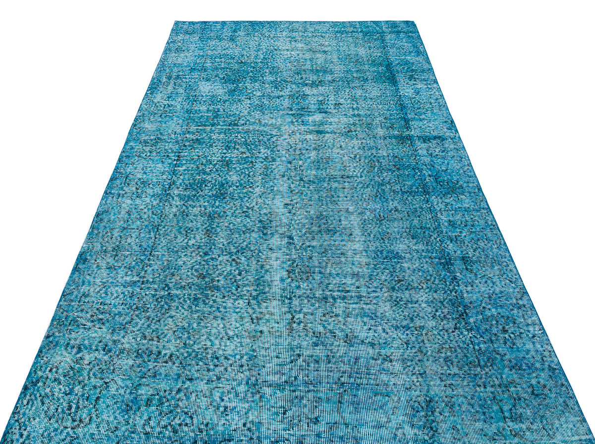 Turquoise Over Dyed Vintage Rug 5&#39;0&#39;&#39; x 8&#39;11&#39;&#39; ft 153 x 272 cm