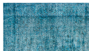 Turquoise Over Dyed Vintage Rug 5'0'' x 8'11'' ft 153 x 272 cm