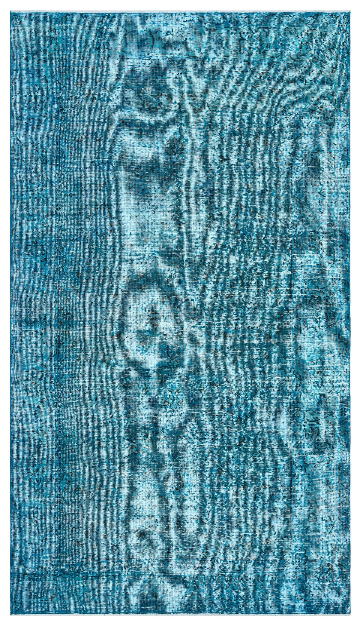 Turquoise Over Dyed Vintage Rug 5&#39;0&#39;&#39; x 8&#39;11&#39;&#39; ft 153 x 272 cm