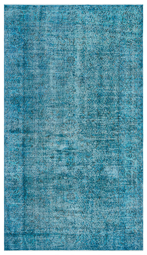 Turquoise Over Dyed Vintage Rug 5'0'' x 8'11'' ft 153 x 272 cm