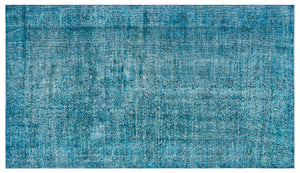 Turquoise Over Dyed Vintage Rug 5'0'' x 8'11'' ft 153 x 272 cm