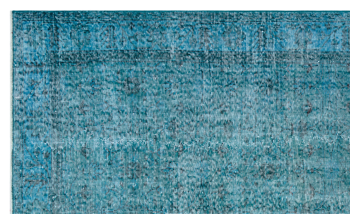 Retro Design Turquoise Over Dyed Vintage Rug 5&#39;6&#39;&#39; x 9&#39;1&#39;&#39; ft 168 x 276 cm