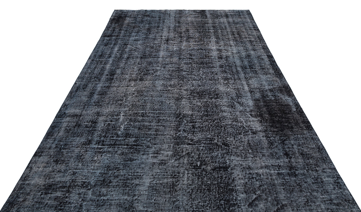 Black Over Dyed Vintage Rug 6&#39;9&#39;&#39; x 10&#39;3&#39;&#39; ft 205 x 312 cm