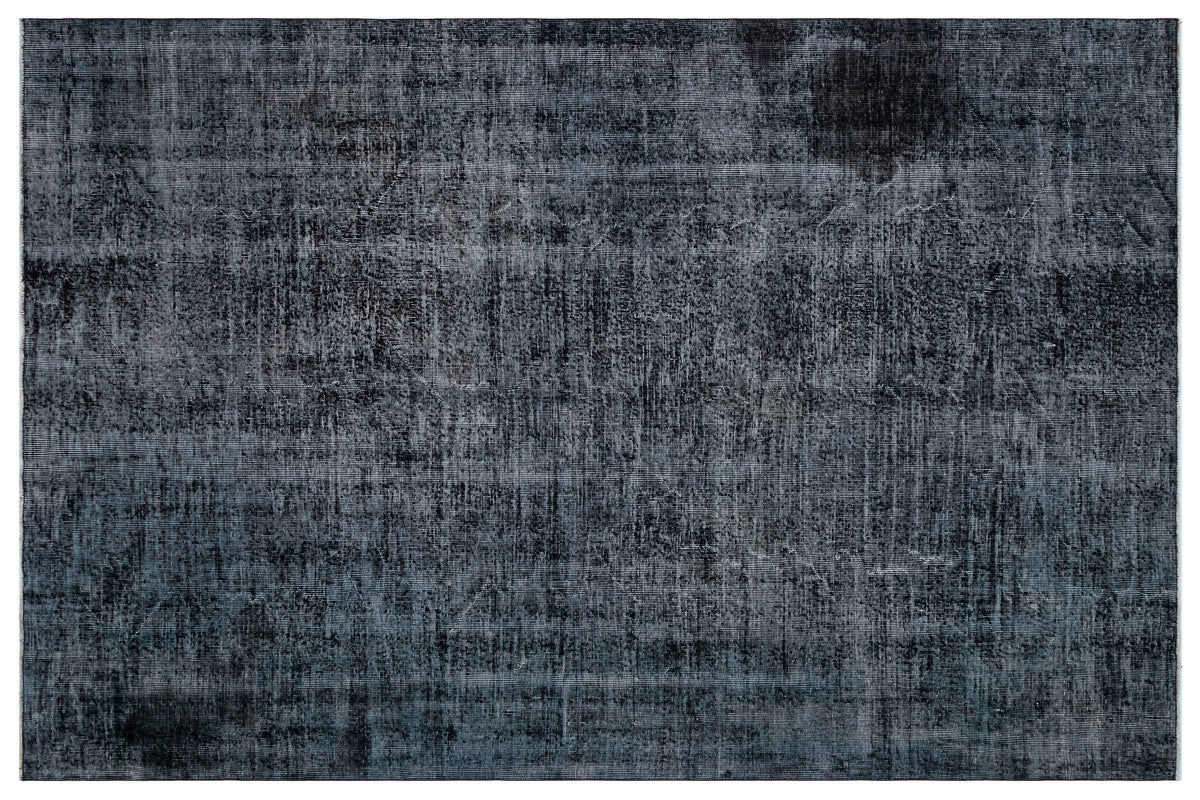 Black Over Dyed Vintage Rug 6&#39;9&#39;&#39; x 10&#39;3&#39;&#39; ft 205 x 312 cm