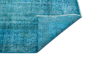 Turquoise Over Dyed Vintage Rug 6'12'' x 10'0'' ft 213 x 306 cm