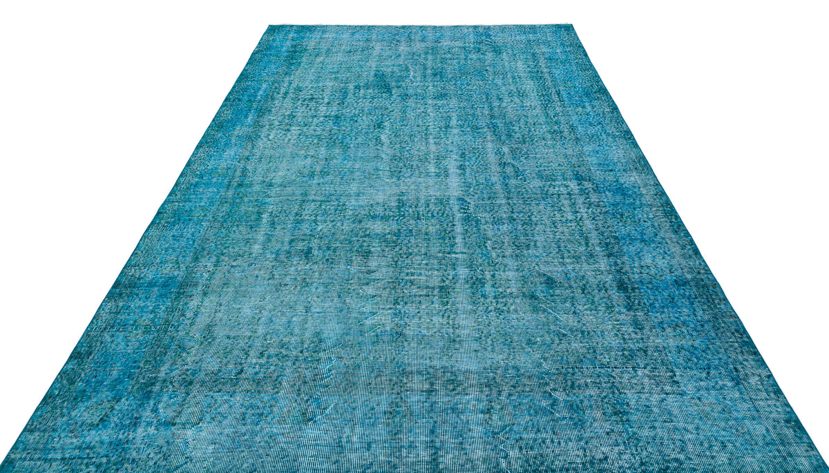 Turquoise Over Dyed Vintage Rug 6&#39;12&#39;&#39; x 10&#39;0&#39;&#39; ft 213 x 306 cm