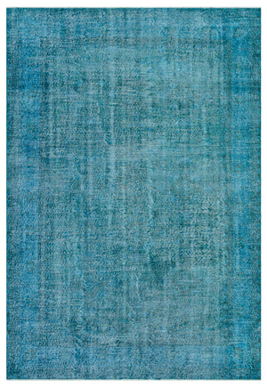 Turquoise Over Dyed Vintage Rug 6'12'' x 10'0'' ft 213 x 306 cm