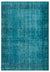 Retro Design Turquoise Over Dyed Vintage Rug 6'10'' x 9'6'' ft 208 x 290 cm