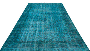 Retro Design Turquoise Over Dyed Vintage Rug 6'10'' x 9'6'' ft 208 x 290 cm