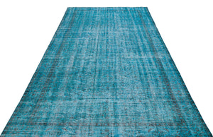 Retro Design Turquoise Over Dyed Vintage Rug 5'11'' x 9'7'' ft 181 x 293 cm