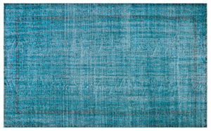 Retro Design Turquoise Over Dyed Vintage Rug 5'11'' x 9'7'' ft 181 x 293 cm