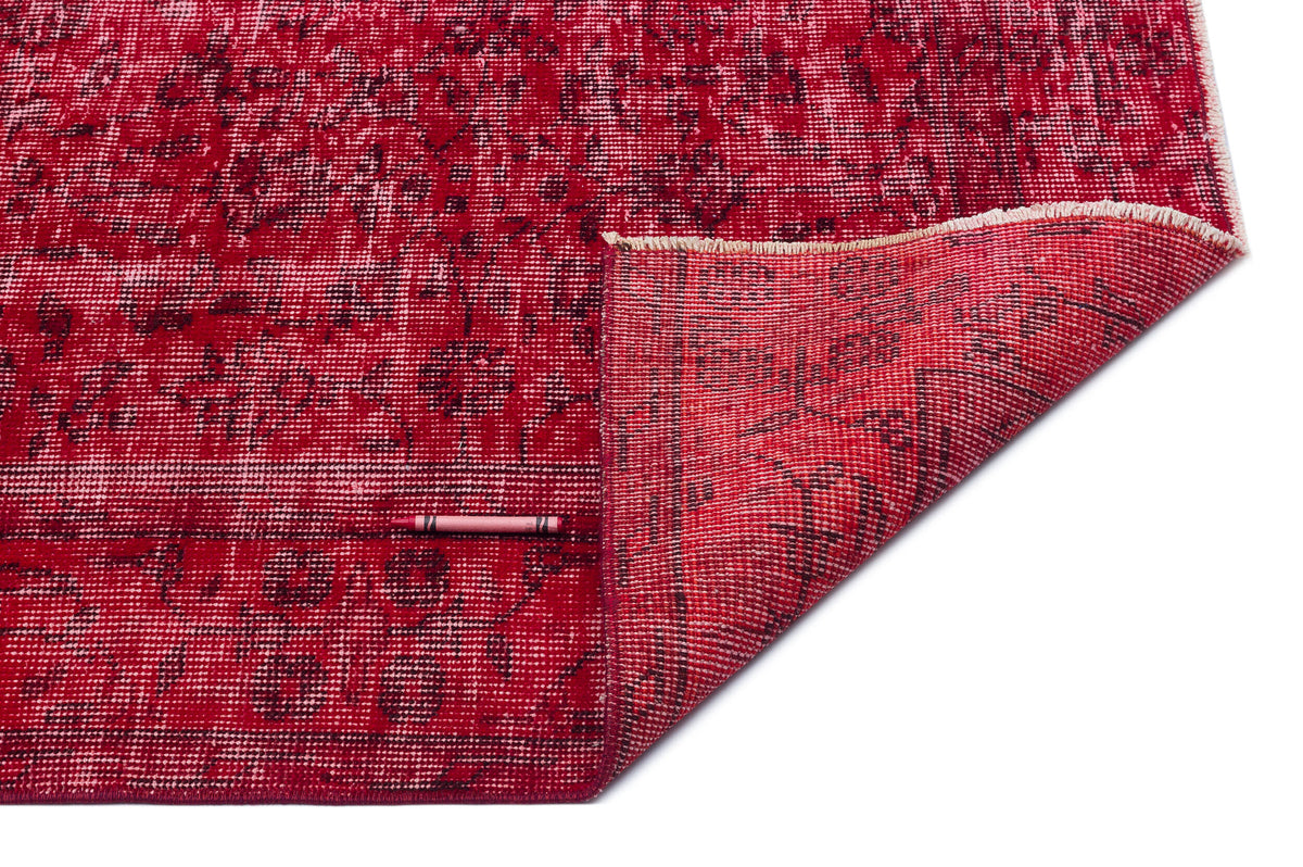 Red Over Dyed Vintage Rug 5&#39;0&#39;&#39; x 8&#39;11&#39;&#39; ft 153 x 272 cm