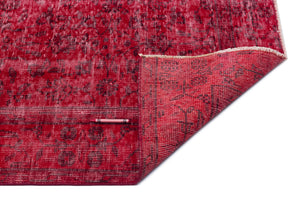 Red Over Dyed Vintage Rug 5'0'' x 8'11'' ft 153 x 272 cm