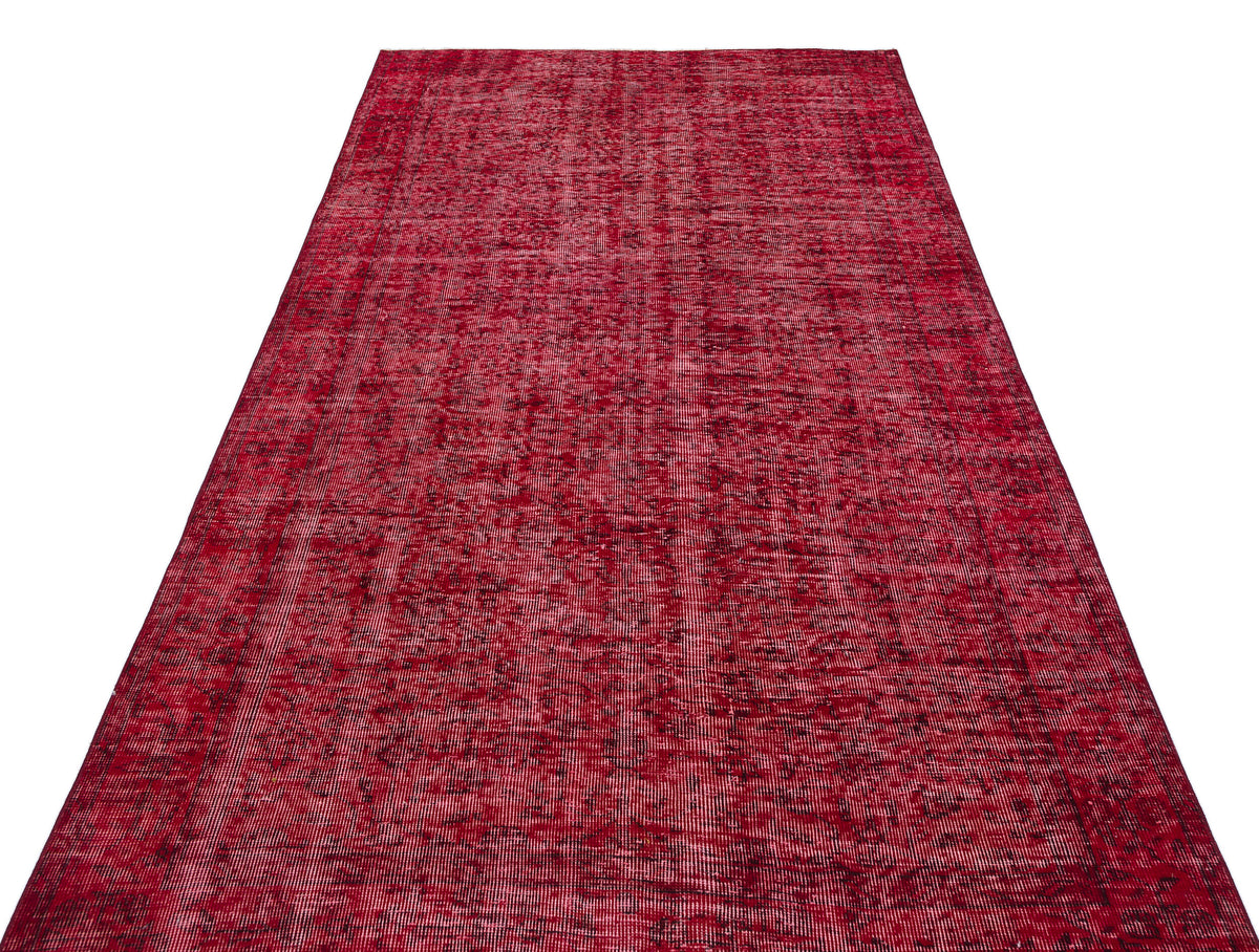 Red Over Dyed Vintage Rug 5&#39;0&#39;&#39; x 8&#39;11&#39;&#39; ft 153 x 272 cm