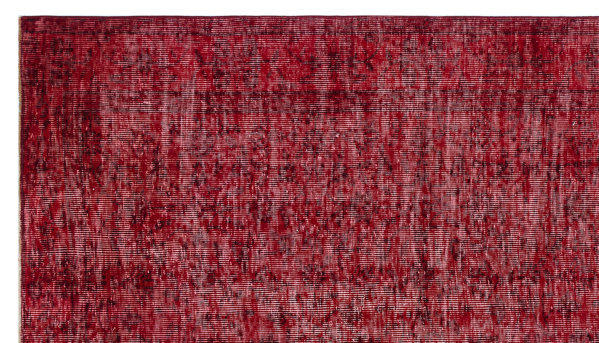 Red Over Dyed Vintage Rug 5&#39;0&#39;&#39; x 8&#39;11&#39;&#39; ft 153 x 272 cm