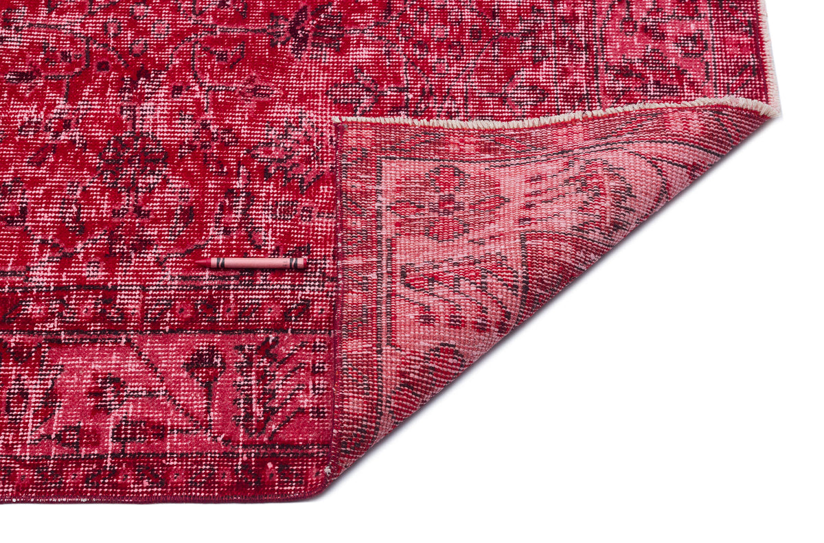 Red Over Dyed Vintage Rug 5&#39;5&#39;&#39; x 9&#39;7&#39;&#39; ft 164 x 292 cm