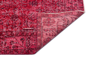 Red Over Dyed Vintage Rug 5'5'' x 9'7'' ft 164 x 292 cm