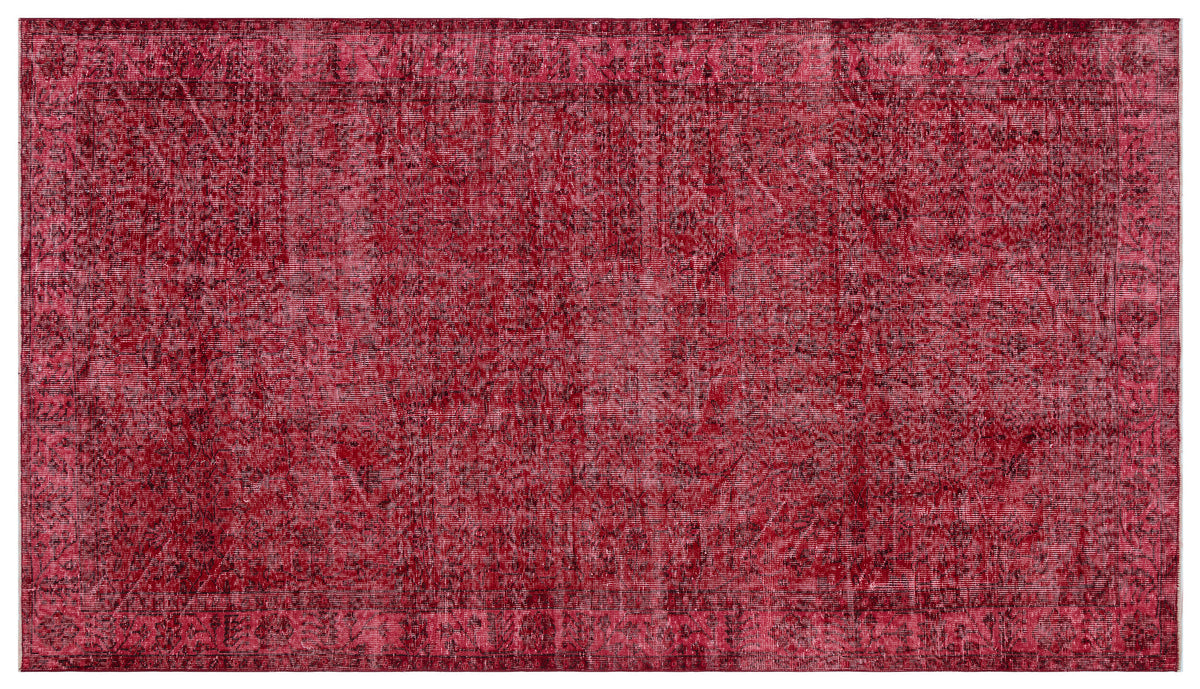 Red Over Dyed Vintage Rug 5&#39;5&#39;&#39; x 9&#39;7&#39;&#39; ft 164 x 292 cm