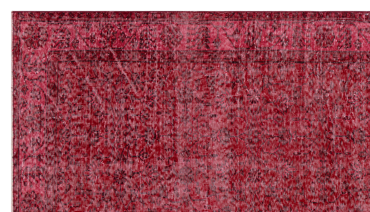 Red Over Dyed Vintage Rug 5&#39;5&#39;&#39; x 9&#39;7&#39;&#39; ft 164 x 292 cm