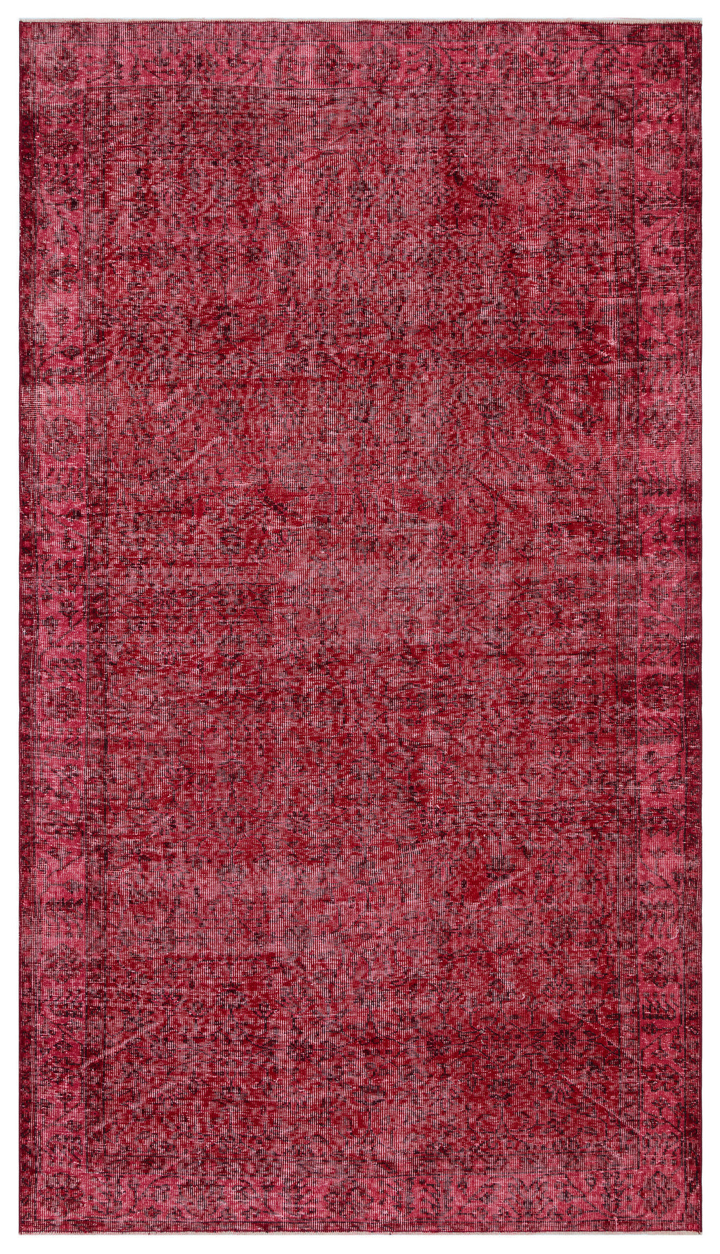 Red Over Dyed Vintage Rug 5'5'' x 9'7'' ft 164 x 292 cm