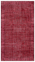 Red Over Dyed Vintage Rug 5'5'' x 9'7'' ft 164 x 292 cm