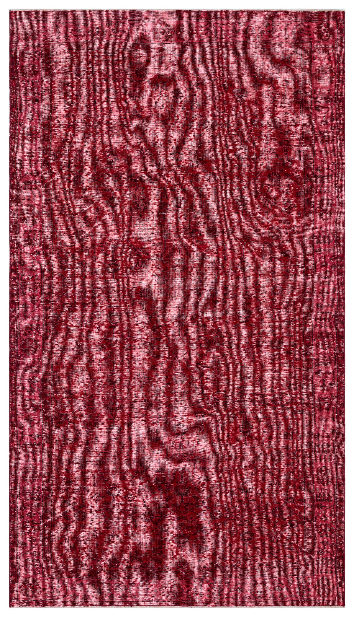Red Over Dyed Vintage Rug 5&#39;5&#39;&#39; x 9&#39;7&#39;&#39; ft 164 x 292 cm