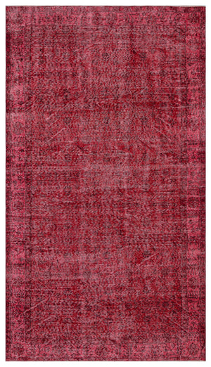 Red Over Dyed Vintage Rug 5'5'' x 9'7'' ft 164 x 292 cm