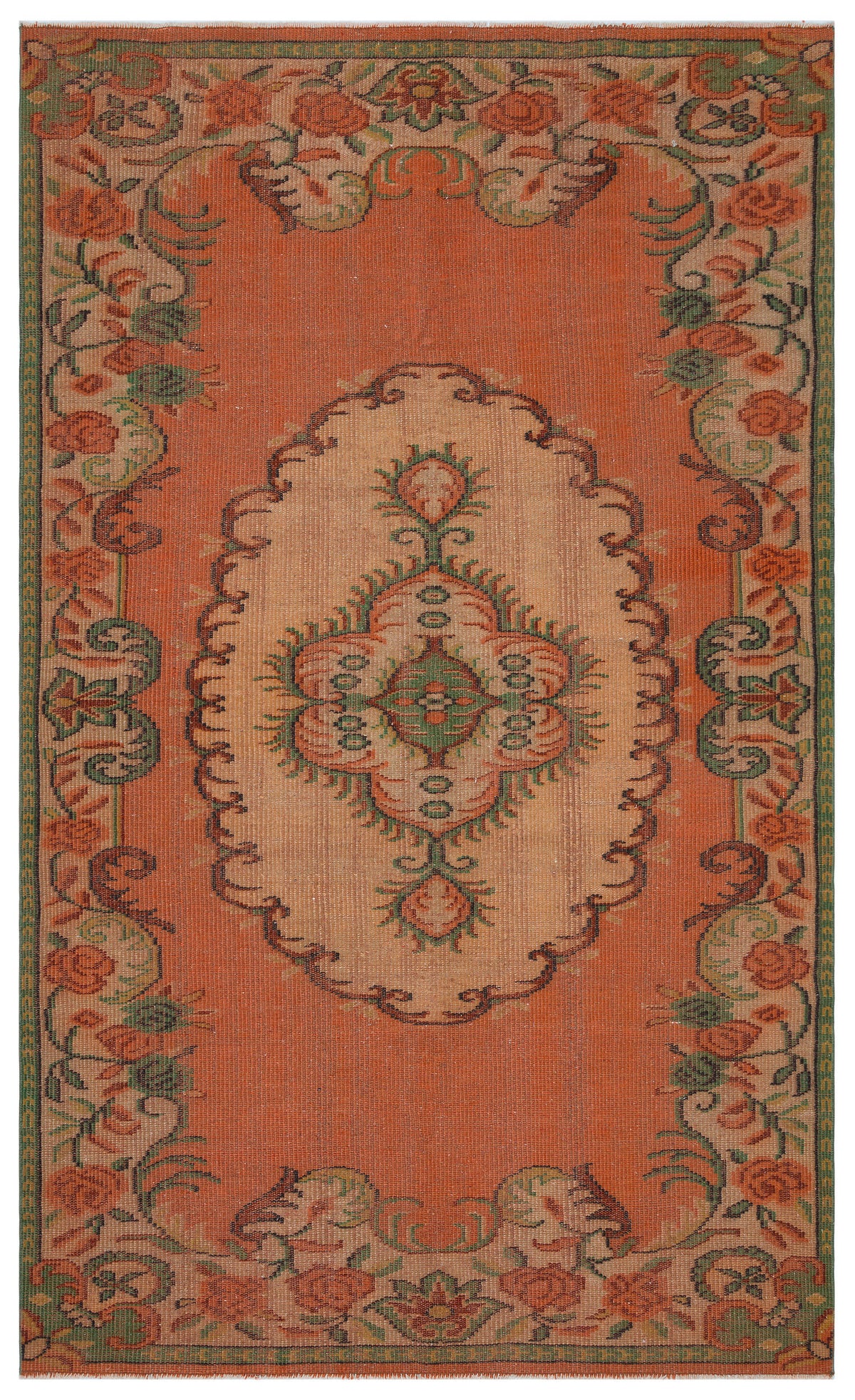 Orange Over Dyed Vintage Rug 5&#39;3&#39;&#39; x 8&#39;11&#39;&#39; ft 161 x 271 cm