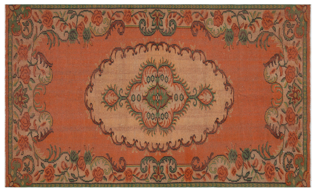 Orange Over Dyed Vintage Rug 5&#39;3&#39;&#39; x 8&#39;11&#39;&#39; ft 161 x 271 cm