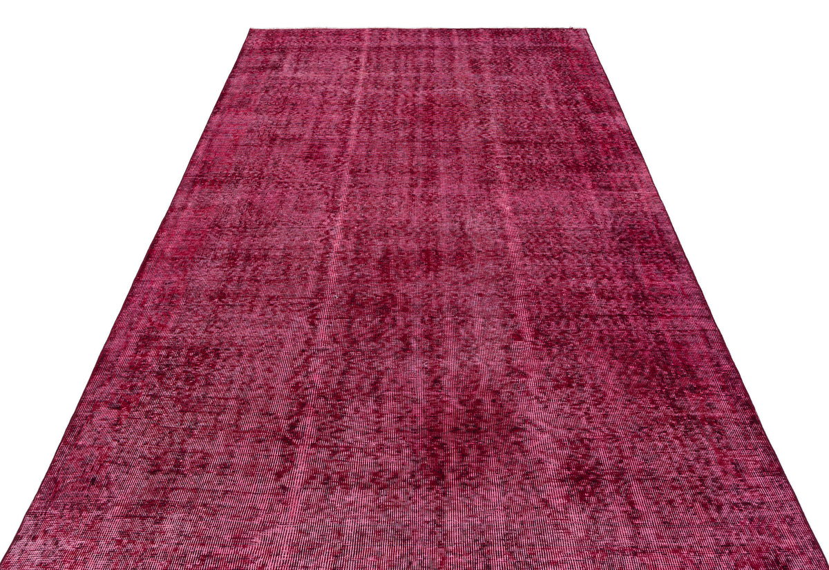 Red Over Dyed Vintage Rug 5&#39;5&#39;&#39; x 8&#39;10&#39;&#39; ft 166 x 270 cm