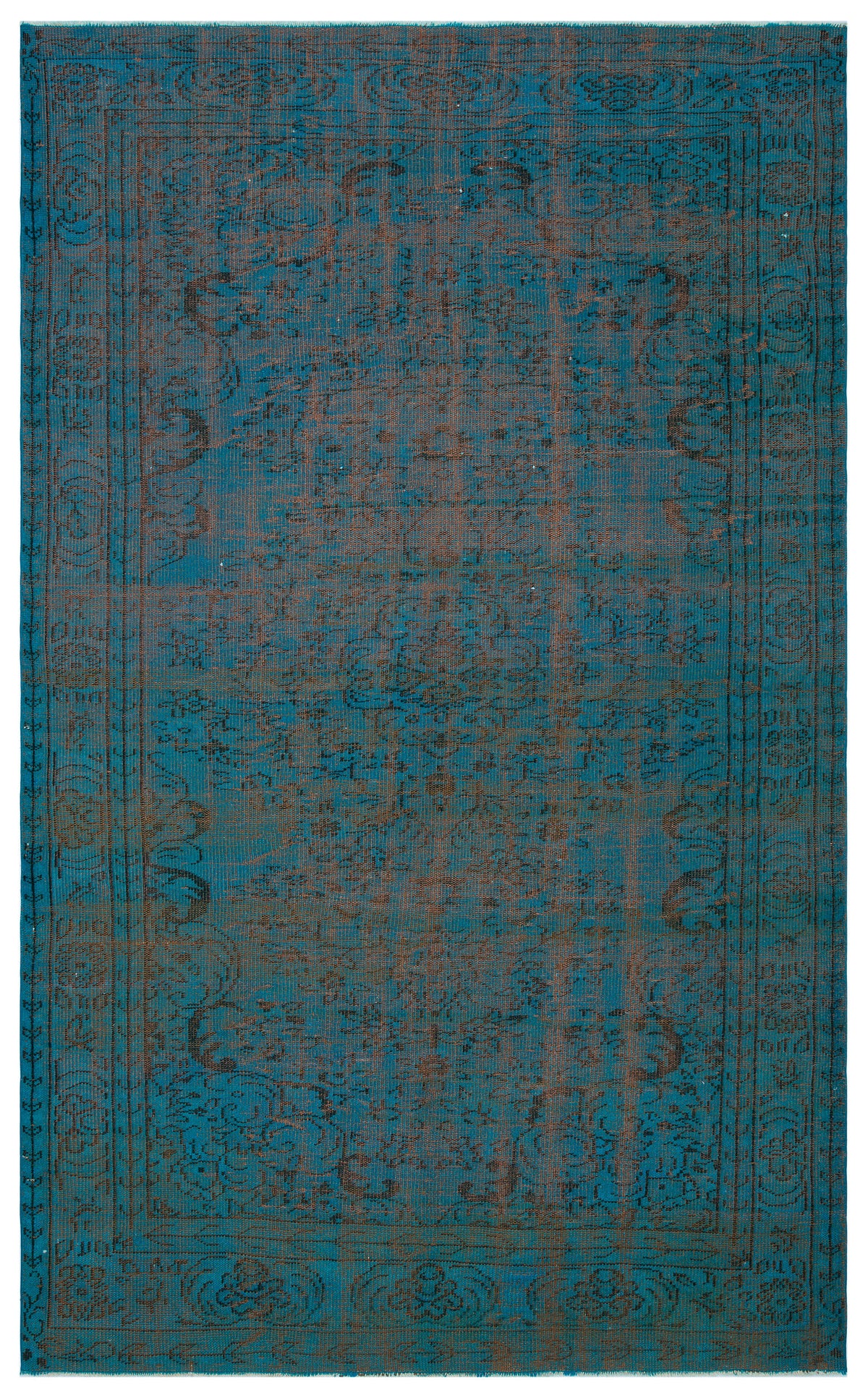 Retro Design Stone Blue Over Dyed Vintage Rug 6&#39;2&#39;&#39; x 10&#39;1&#39;&#39; ft 188 x 308 cm