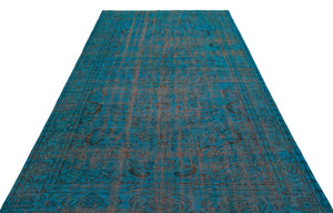 Retro Design Stone Blue Over Dyed Vintage Rug 6'2'' x 10'1'' ft 188 x 308 cm