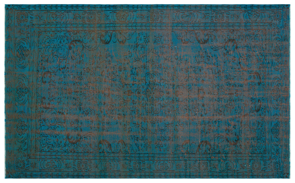 Retro Design Stone Blue Over Dyed Vintage Rug 6'2'' x 10'1'' ft 188 x 308 cm