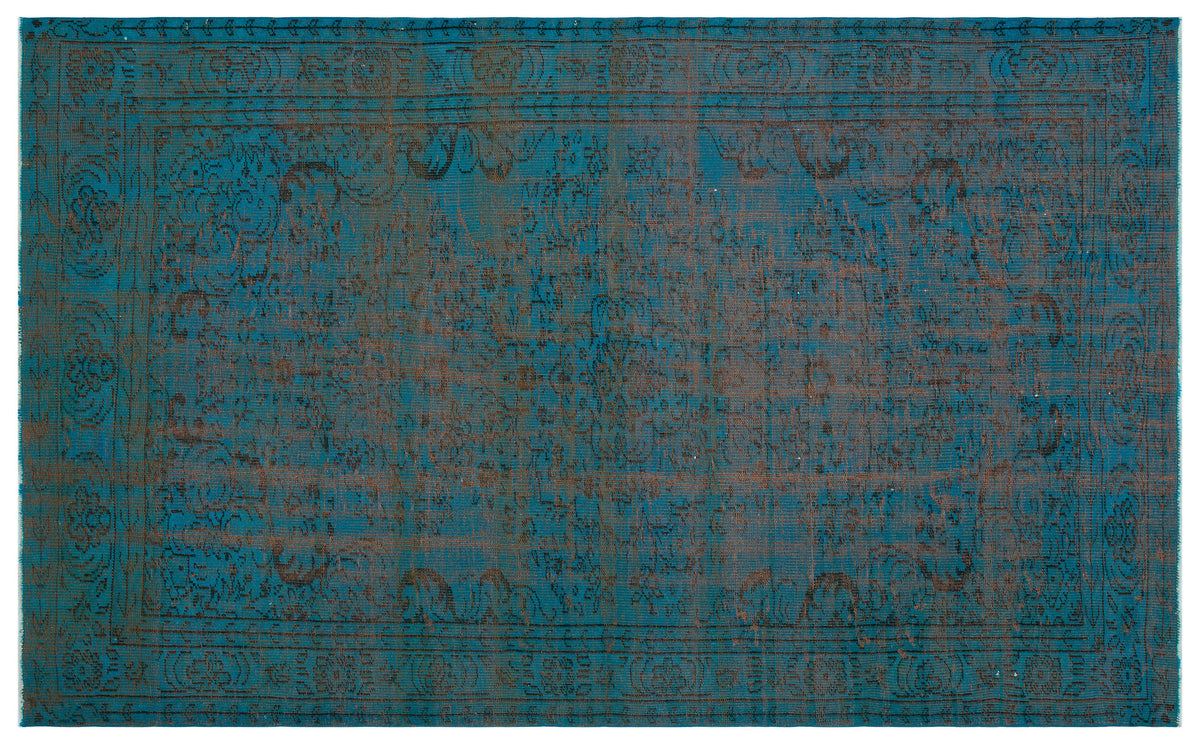 Retro Design Stone Blue Over Dyed Vintage Rug 6&#39;2&#39;&#39; x 10&#39;1&#39;&#39; ft 188 x 308 cm