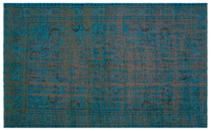 Retro Design Stone Blue Over Dyed Vintage Rug 6'2'' x 10'1'' ft 188 x 308 cm
