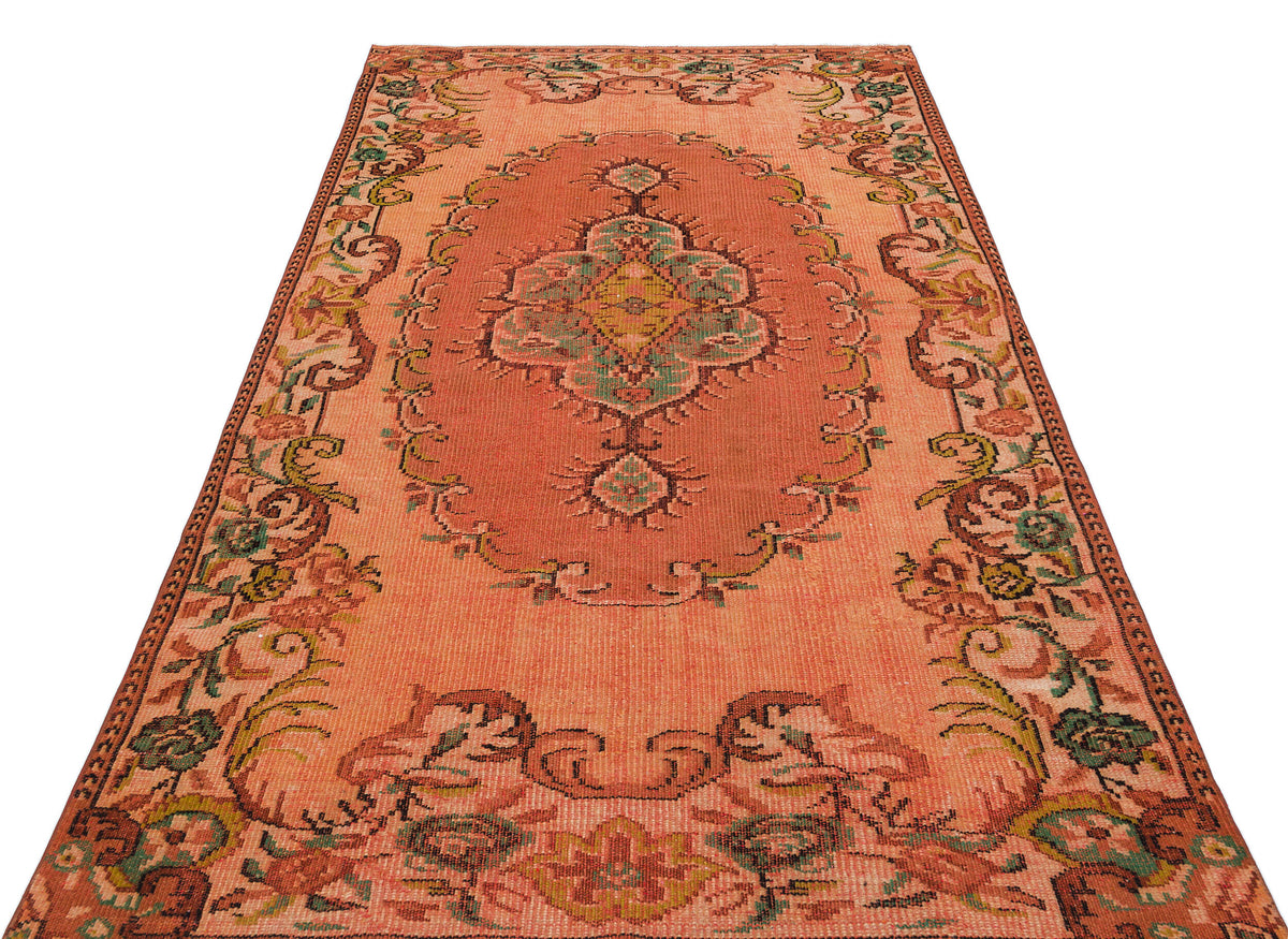 Orange Over Dyed Vintage Rug 5&#39;0&#39;&#39; x 8&#39;6&#39;&#39; ft 153 x 259 cm